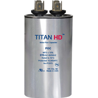 HVAC Run Capacitor, 10 MFD, 370V, Oval - POC10A