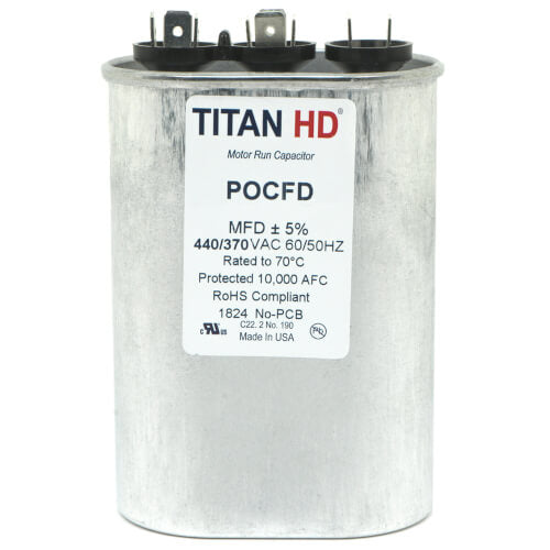 POCFD6510 HVAC Dual Run Capacitor, 65 + 10 MFD, 440V, Oval