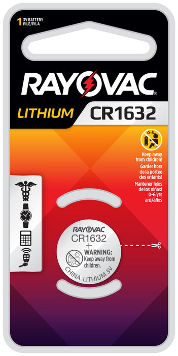 Rayovac CR1632 Lithium Coin Cell Battery, 3V - KECR1632-1