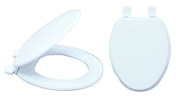 EZ-Flo Elongated White Wood Toilet Seat - 65907