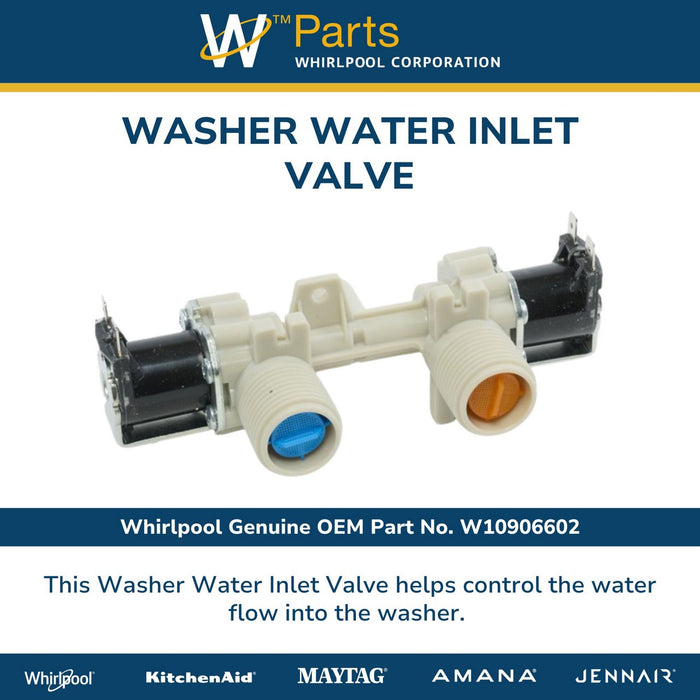 Whirlpool Washer Hot Water Inlet Valve - W10906602