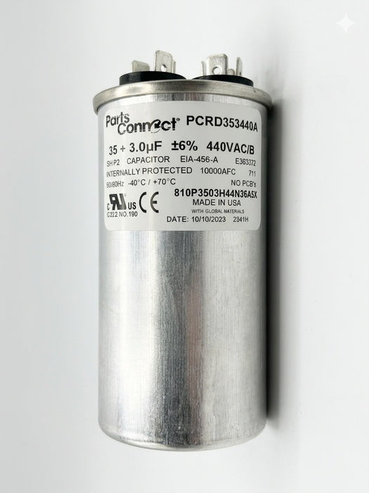 Parts Connect HVAC Dual Run Capacitor, 35 + 3 MFD, 440 VAC - PCRD353440A