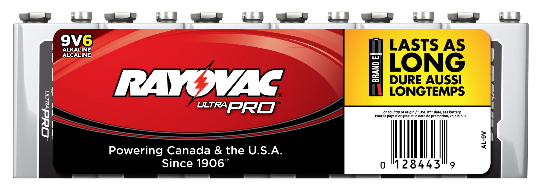 Rayovac Ultra Pro 9V Alkaline Batteries 6-Pack - AL-9V