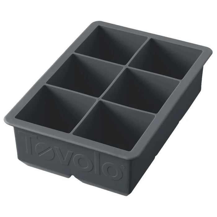 Tovolo King Cube Silicone Ice Tray with Lid, Charcoal - 22021-200