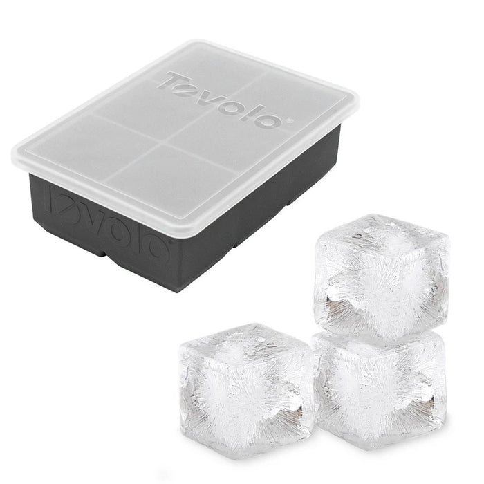 Tovolo King Cube Silicone Ice Tray with Lid, Charcoal - 22021-200