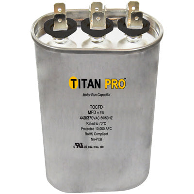 TOCFD5510 HVAC Dual Run Capacitor, 55 + 10 MFD, 440/370V, Oval