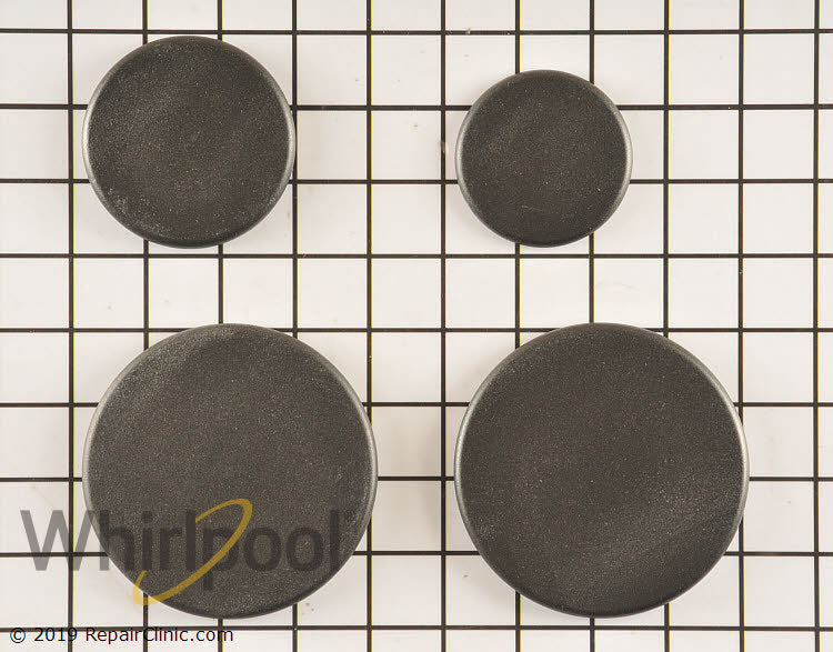Whirlpool Range Black Surface Burner Cap Set of 4 - W10881749