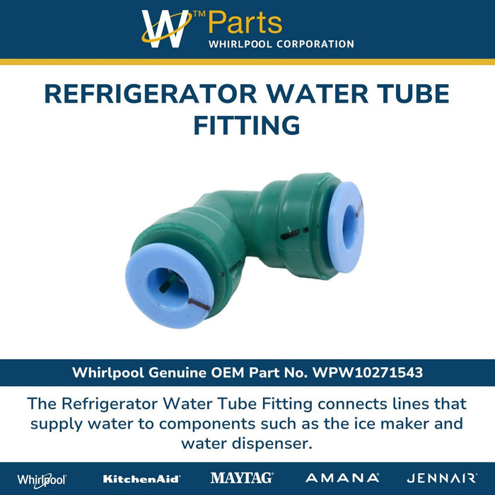 Whirlpool Refrigerator Water Line Quick Connector, 5/16 x 5/16 Inch - WPW10271543