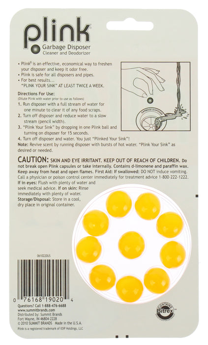 Plink Garbage Disposal Cleaner and Deodorizer, Citrus Orange - PCO12T
