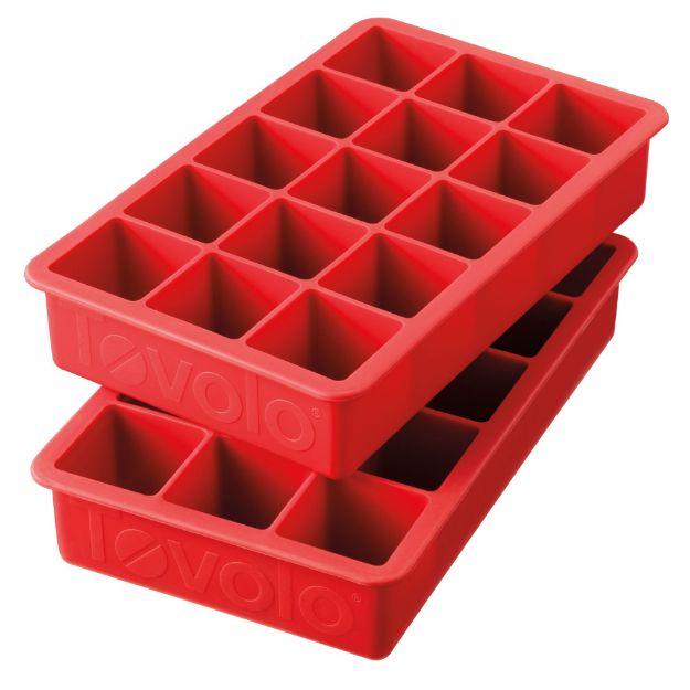 Tovolo Perfect Cube Silicone Ice Trays, 2-Pack, Red - 81-9516