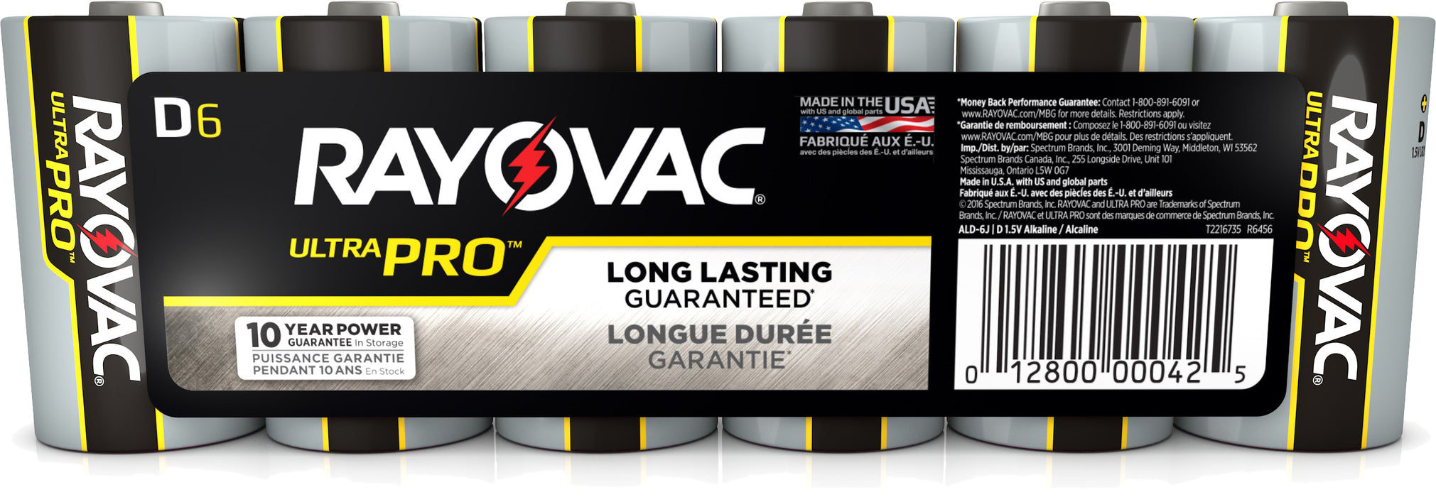 Rayovac D Alkaline Batteries, LR20, 1.5V, 6-Pack - AL-D