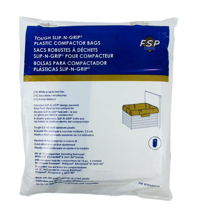 Whirlpool 15-Inch Trash Compactor Bags, 15-Pack - W10165295RP