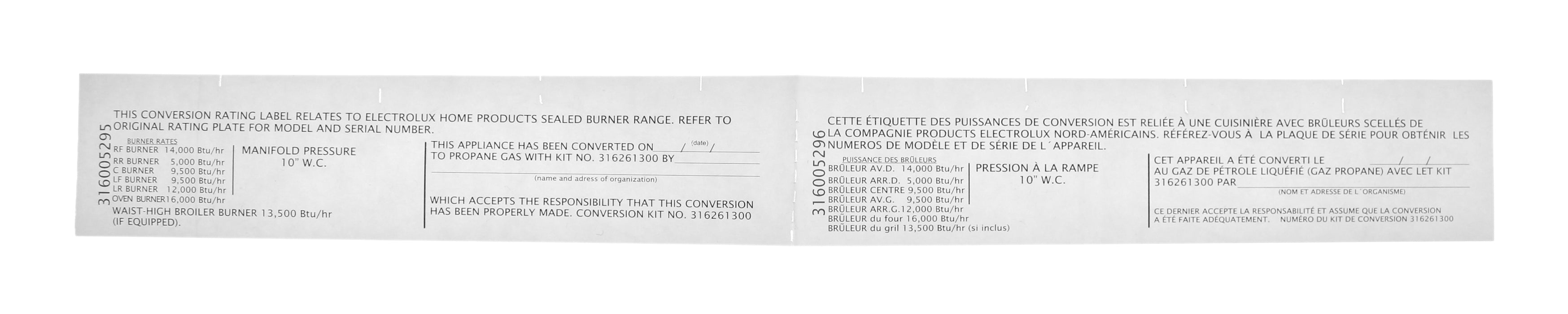 Electrolux Range LP Conversion Kit - GRLP4