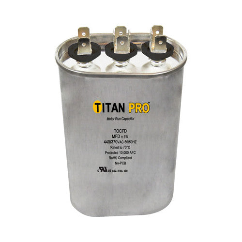 TOCFD405 HVAC Dual Run Capacitor, 40 + 5 MFD, 440/370V, Oval