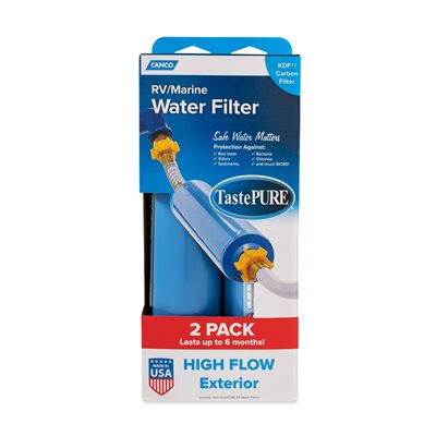 Camco TastePURE RV/Marine Inline Water Filter, 2-Pack - 40045