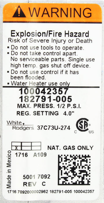 NATURAL GAS VALVE - 100109365