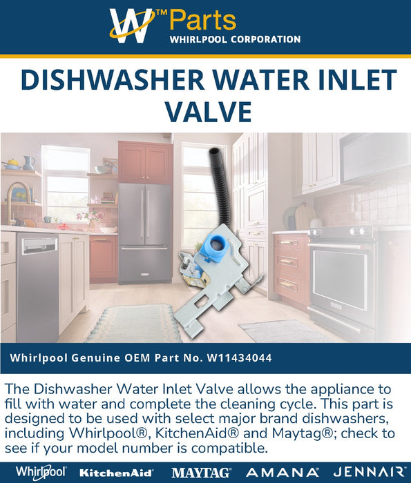 Whirlpool Dishwasher Water Inlet Valve - W11434044