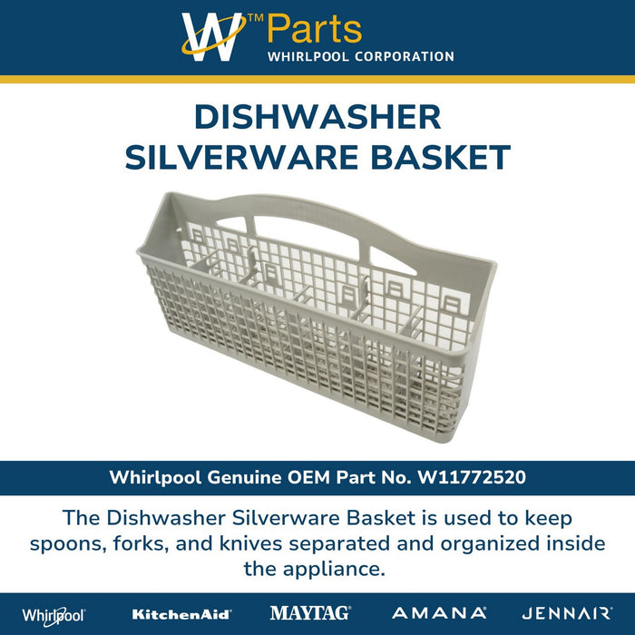 Whirlpool W11772520 Dishwasher Lower-Rack Silverware Basket - OEM