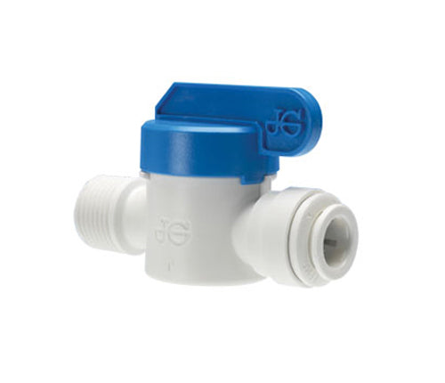John Guest Polypropylene Shut-Off Valve, 3/8-Inch Push-Fit x 3/8-Inch Male NPTF - PPSV011223W-US