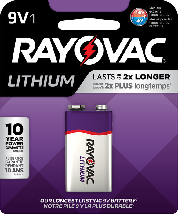 Rayovac 9V Lithium Smoke Alarm Battery, 10-Year - R9VL-1