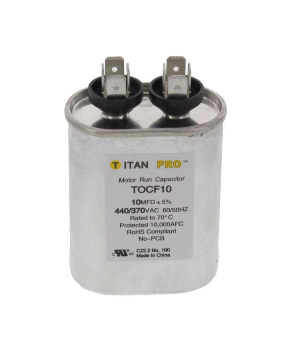 TOCF10 HVAC Run Capacitor, 10 MFD, 440/370V, Oval