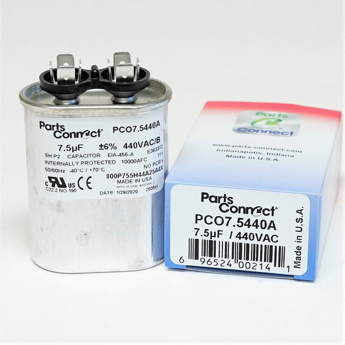 Parts Connect HVAC Run Capacitor, 7.5 MFD, 440 VAC - PCO7.5440A