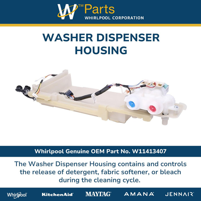 Whirlpool Washer Dispenser Housing and Inlet Valve - W11413407