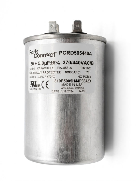 Parts Connect HVAC Dual Run Capacitor, 50 + 5 MFD, 440 VAC - PCRD505440A