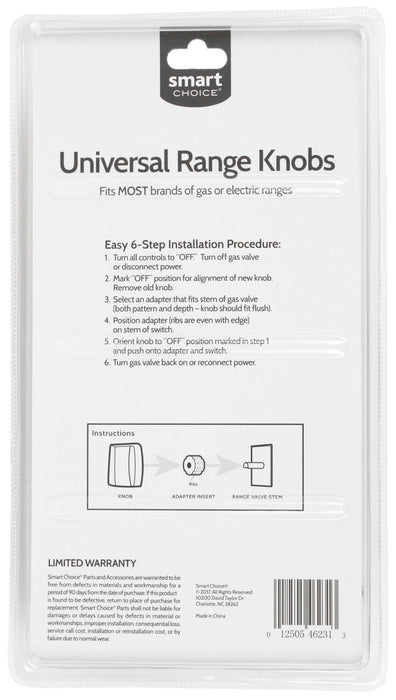 Smart Choice Black Universal Gas and Electric Range Knob Kit - KNOBKIT4B