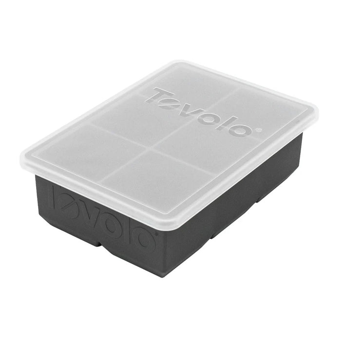 Tovolo King Cube Silicone Ice Tray with Lid, Charcoal - 22021-200