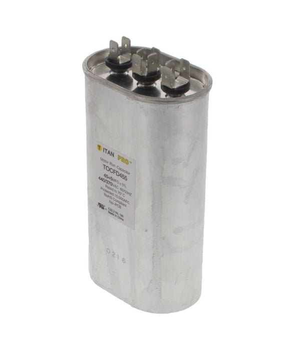 TOCFD455 HVAC Dual Run Capacitor, 45 + 5 MFD, 440/370V, Oval
