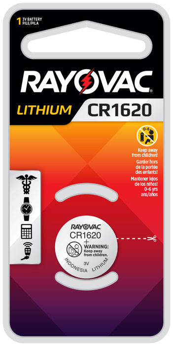 Rayovac CR1620 Lithium Coin Cell Battery - KECR1620-1