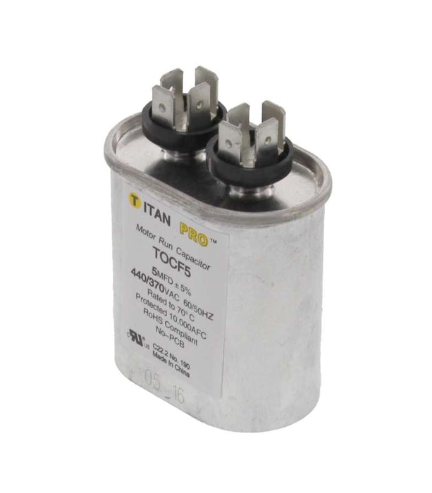 TOCF5 HVAC Run Capacitor, 5 MFD, 440/370V, Oval