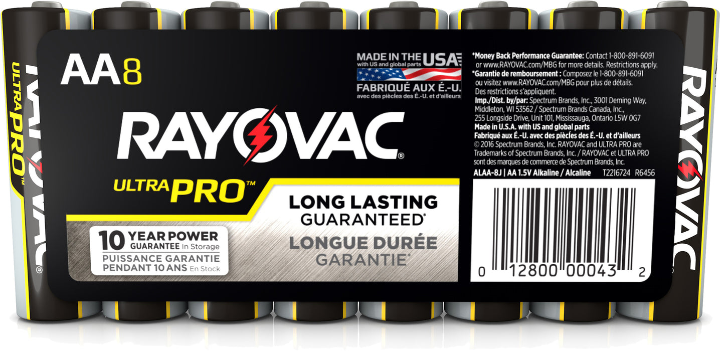 Rayovac Ultra Pro AA Alkaline Batteries 8-Pack - AL-AA