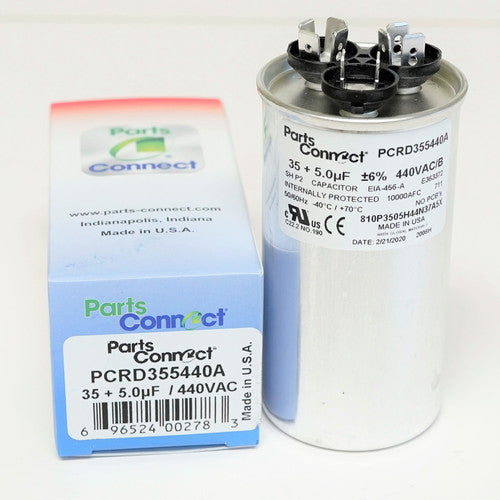 Parts Connect HVAC Dual Run Capacitor, 35 + 5 MFD, 440 VAC - PCRD355440A