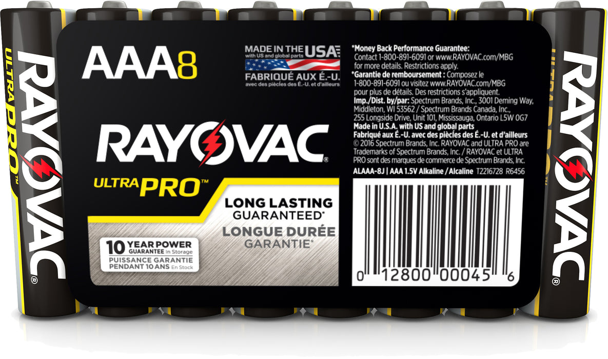 Rayovac Ultra Pro AAA Alkaline Batteries 8-Pack - AL-AAA