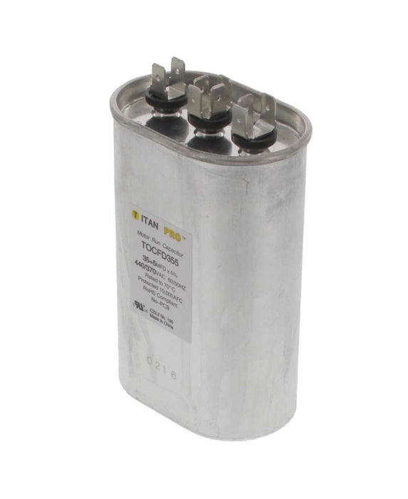 TOCFD355 HVAC Dual Run Capacitor, 35 + 5 MFD, 440/370V, Oval
