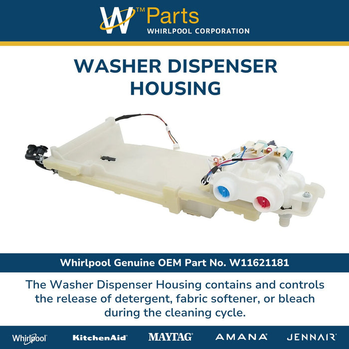 Whirlpool Washer Dispenser Housing and Inlet Valve - W11621181